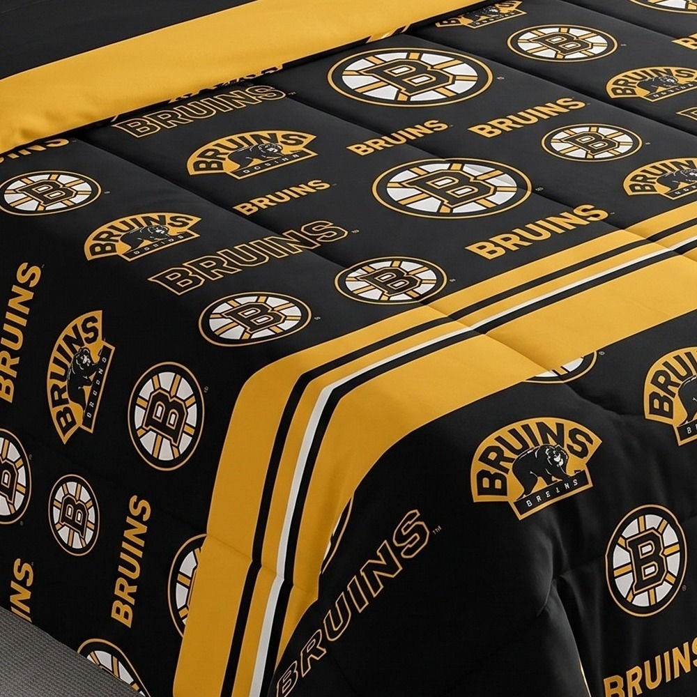 NHL Boston Bruins Full Size Comforter Black Gold The Northwest Group